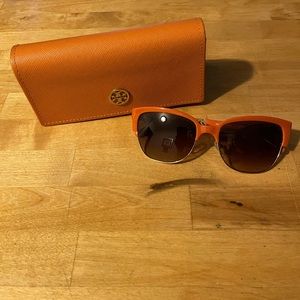 Tory Burch Orange/Gold Modern Semi-rim Sunglasses